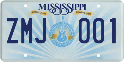 MS license plate ZMJ001