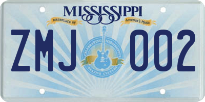MS license plate ZMJ002