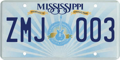 MS license plate ZMJ003