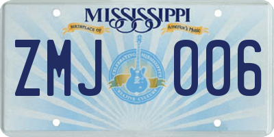 MS license plate ZMJ006