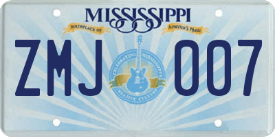 MS license plate ZMJ007
