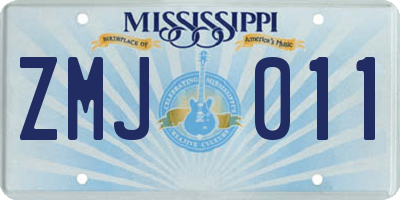 MS license plate ZMJ011