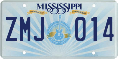 MS license plate ZMJ014