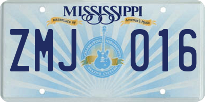 MS license plate ZMJ016