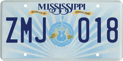 MS license plate ZMJ018