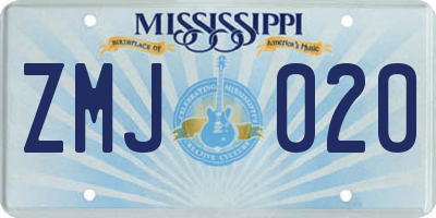 MS license plate ZMJ020