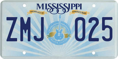 MS license plate ZMJ025
