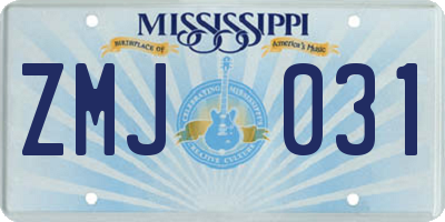 MS license plate ZMJ031