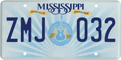 MS license plate ZMJ032