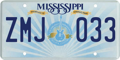 MS license plate ZMJ033