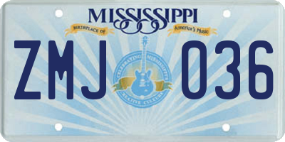 MS license plate ZMJ036