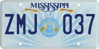 MS license plate ZMJ037