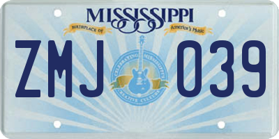 MS license plate ZMJ039