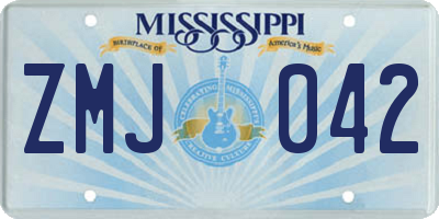 MS license plate ZMJ042
