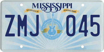 MS license plate ZMJ045