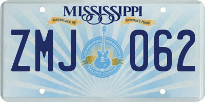 MS license plate ZMJ062