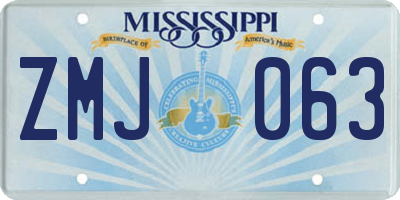 MS license plate ZMJ063