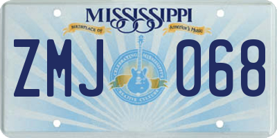MS license plate ZMJ068