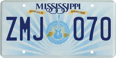 MS license plate ZMJ070
