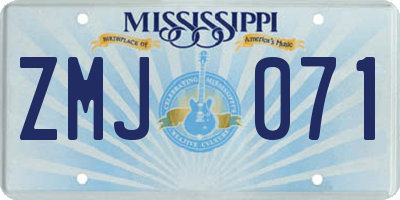 MS license plate ZMJ071