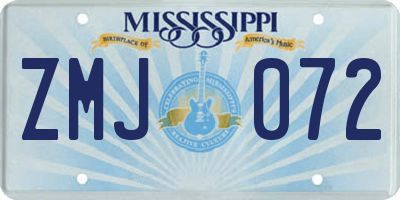 MS license plate ZMJ072