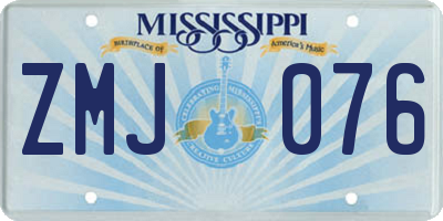 MS license plate ZMJ076