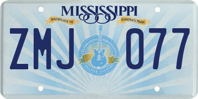 MS license plate ZMJ077
