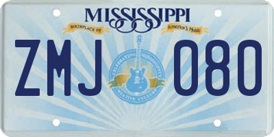 MS license plate ZMJ080