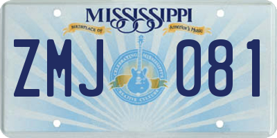 MS license plate ZMJ081