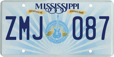 MS license plate ZMJ087