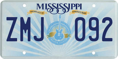 MS license plate ZMJ092