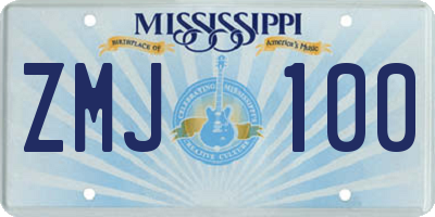 MS license plate ZMJ100