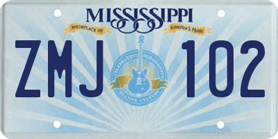 MS license plate ZMJ102
