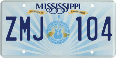 MS license plate ZMJ104