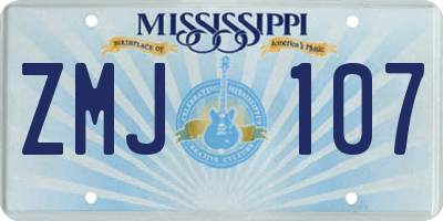 MS license plate ZMJ107