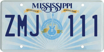 MS license plate ZMJ111