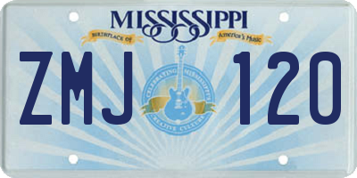 MS license plate ZMJ120