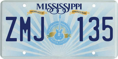 MS license plate ZMJ135