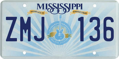 MS license plate ZMJ136