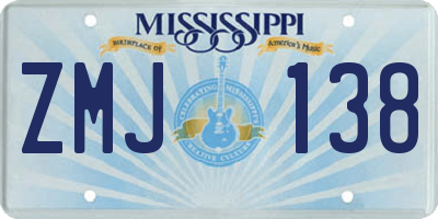 MS license plate ZMJ138