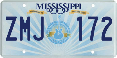 MS license plate ZMJ172