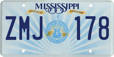 MS license plate ZMJ178