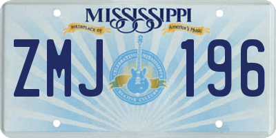 MS license plate ZMJ196