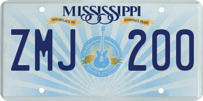 MS license plate ZMJ200