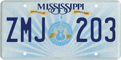 MS license plate ZMJ203