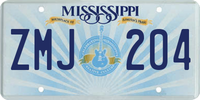 MS license plate ZMJ204