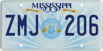 MS license plate ZMJ206