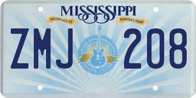 MS license plate ZMJ208