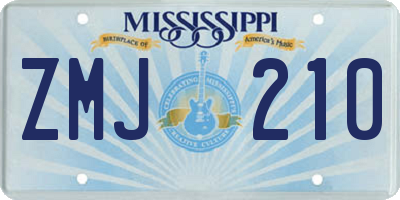 MS license plate ZMJ210