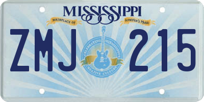 MS license plate ZMJ215